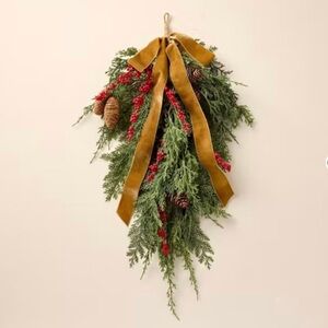27" Faux Cedar Christmas Swag with Velvet Ribbon - Hearth & Hand™ Magnolia